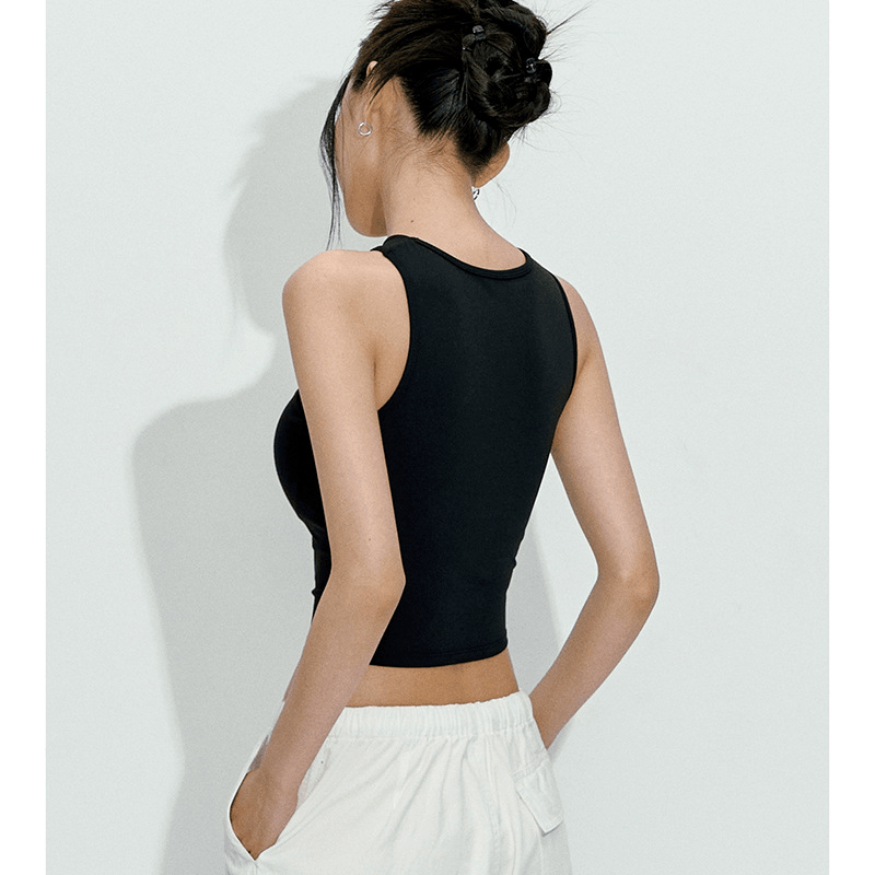 Pilates Yoga Or - 여성용 홀터 스포츠 조끼, 원피스 블랙